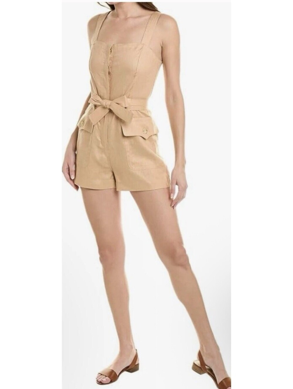 A.L.C. Gilmour Linen Romper Size 14 In Biscotti Missing Button And Belt